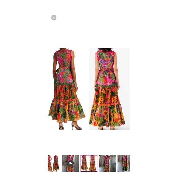 (T7) FARM RIO Wrap dress with painted toucan print. Long dress, tiered , size L - Picture 15 of 15